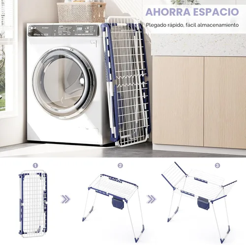 Miniatura 6 de APEXCHASER Tendedero de Ropa Plegable - Tendedero de Ropa de Gran Espacio, Tendedero de Lavandería con Alas con Clips para Calcetines para Colgar