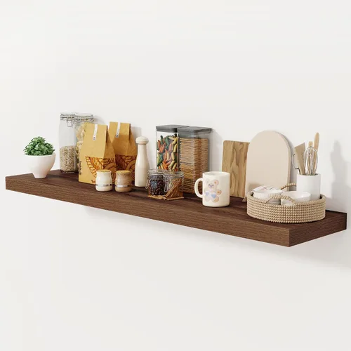 Miniatura 28 de Fun Memories - Estante flotante de 12 pulgadas, estantes de pared de madera rústica para decoración de pared y almacenamiento, estante flotante