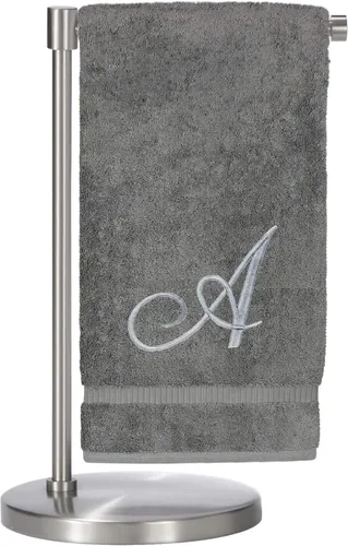 Miniatura 148 de Script R - Toalla de baño con monograma, regalo personalizado, 27 x 54 pulgadas, juego de 1 toalla bordada con texto dorado, 100% algodón turco