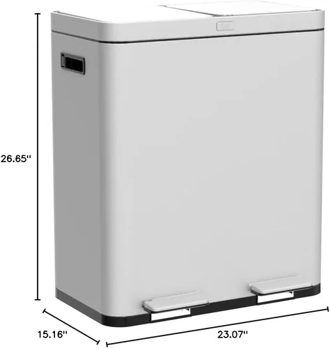 Miniatura 11 de Home Zone Living cubeta de basura de cocina de 16 galones con compartimentos duales para reciclaje, control de olor CleanAura, acero inoxidable