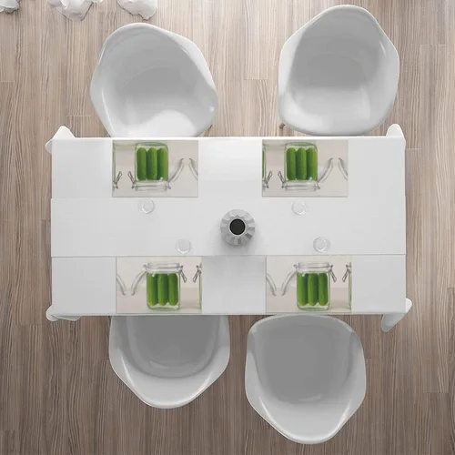 Miniatura 6 de Rectangular Placemats Set of 4, Heat Resistant Cucumber Printed Kitchen Dining Table Mats
