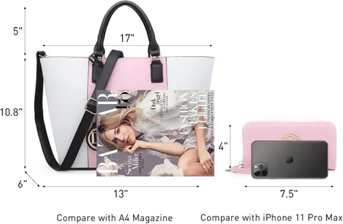 Miniatura 6 de Dasein Satchel Purse Handbag for Women Large Shoulder Work Tote Bag With Matching Wallet