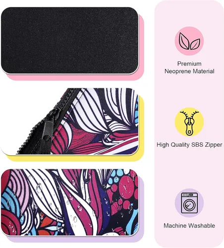 Miniatura 3 de Bolsa de maquillaje grande con cremallera, bolsa de cosméticos portátil para bolso, bolsa de viaje de neopreno lavable para mujer, Colorful Hearts
