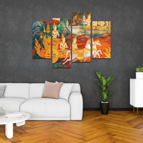 Miniatura 5 de obra maestra de la pintura tradicional tailandesa de estilo lienzo arte de pared pinturas colgantes ilustraciones modernas, impresiones abstractas