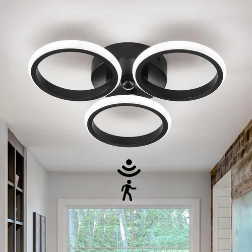 Miniatura 20 de ZGLAOJT Lámpara de techo semiempotrada de 4 luces, color negro mate con base E26, candelabro moderno para casa de campo, cocina, comedor
