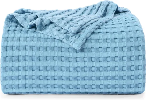 Miniatura 17 de Utopia Bedding Manta de punto gofre de 100 % algodón, tamaño grande para cama, ligera, transpirable, suave y acogedora, regalos para mujeres Blanco