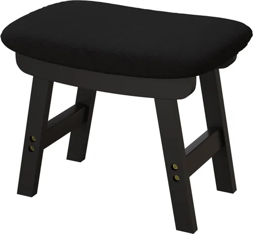Miniatura 6 de viewcare Reposapiés otomano pequeño, taburete negro - Taburete de pie de madera para sala de estar, dormitorio y cocina