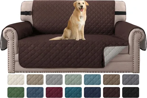 Miniatura 70 de H.VERSAILTEX Funda de sofá resistente al agua para sofá de 3 cojines, reversible, protector de muebles acolchado con correa elástica, funda de sofá