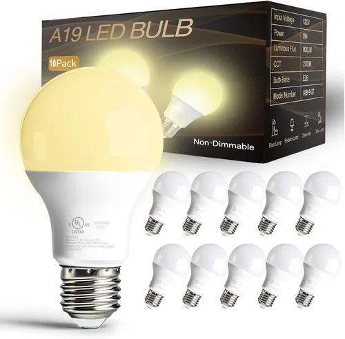 Miniatura 19 de dalattin Paquete de 24 bombillas LED de color blanco suave de 2700 K, equivalente a 60 W, bombillas estándar A19, base E26, 800 LM, ahorro de blanco