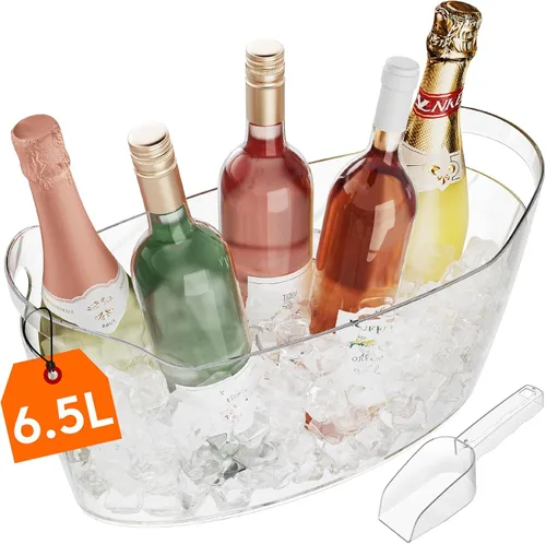 Lifewit Cubo de Hielo Grande de 6.5L para Fiestas, Cubo de Bebidas Portátil para Bar de Cócteles, Enfriador de Plástico para Champán para