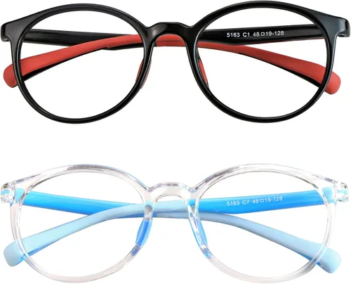 Miniatura 14 de 2 pares de lentes de bloqueo de luz azul para niños, protección UV400, antirayos azules, para computadora para niños y niñas de 3 a 12 años