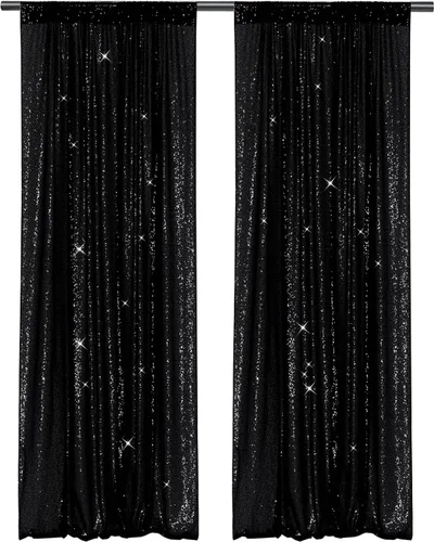 Miniatura 24 de PartyDelight Cortinas de fondo de lentejuelas color azul bebé, 2 paneles de 2 x 8 pies, alta densidad de 0.118 in, fondo de lentejuelas brillantes