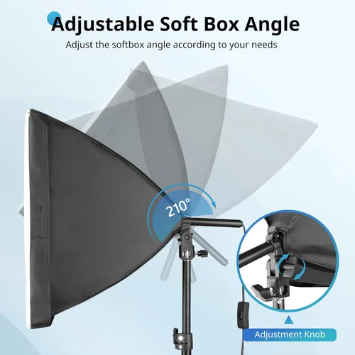 Miniatura 4 de UBeesize Softbox Kit de Iluminación para Fotografía, Kit de Iluminación Continua de 16" x 16" con Bombilla de Socket E27 de 40W 6500K, Iluminación