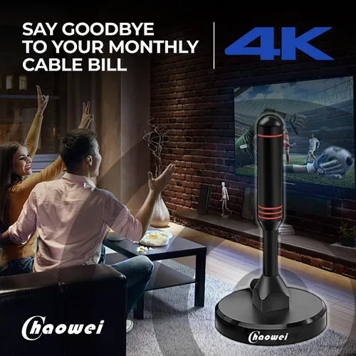 Miniatura 8 de Chaowei Antena digital HDTV con base magnética, cable coaxial HDTV de 16.5 pies, antena de TV portátil para interiores y exteriores para 4K 1080p