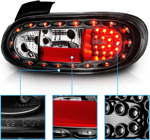 Miniatura 4 de AmeriLite Luces traseras LED negras para Mazda Miata 1999-2005 - lado del pasajero y del conductor