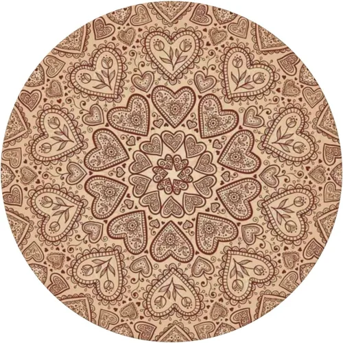 Miniatura 3 de Mantel redondo de mandala marrón, cocina, comedor o exterior, impermeable y lavable, mantel redondo con bordes elásticos, marrón castaño beige, se