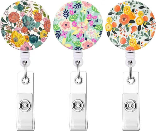 Miniatura 11 de Carrete retráctil para credenciales de enfermera, lindo nombre, carretes decorativos para tarjetas de identificación con clip en soportes