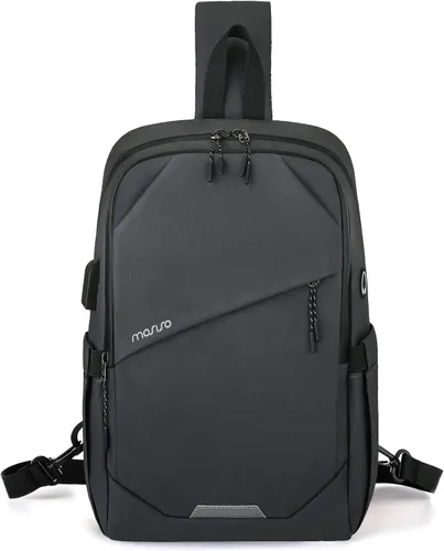 Miniatura 8 de MOSISO Mochila bandolera de viaje para senderismo, bolsa cruzada grande con puerto de carga USB para hombres y mujeres, bolsillos de 3 capas, bolsa