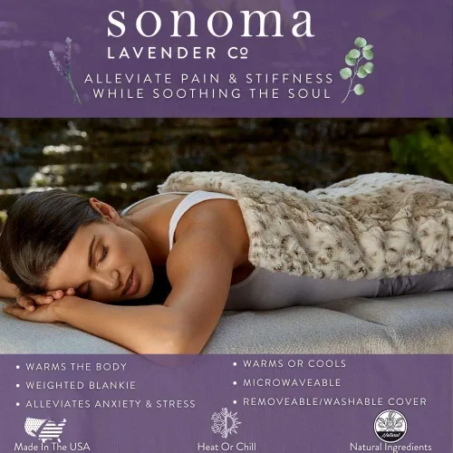 Miniatura 2 de Sonoma Lavender Manta de spa de aromaterapia rellena de flores de lavanda y linaza, manta para microondas caliente/fría para calmar los músculos