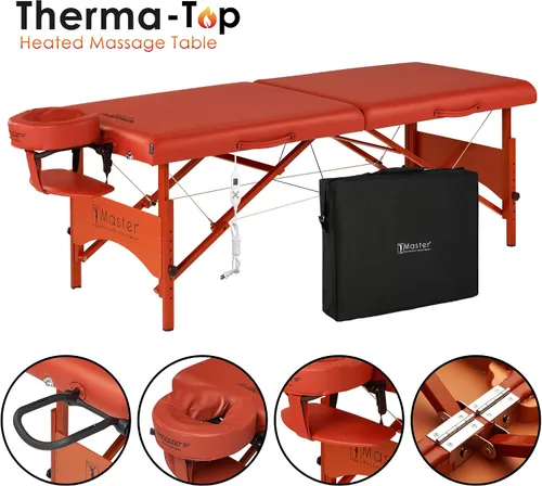 Miniatura 2 de Master Massage Fairlane Therma-Top - Mesa de masaje portátil con calefacción de 28 pulgadas, color canela, sistema de calefacción ajustable, cama