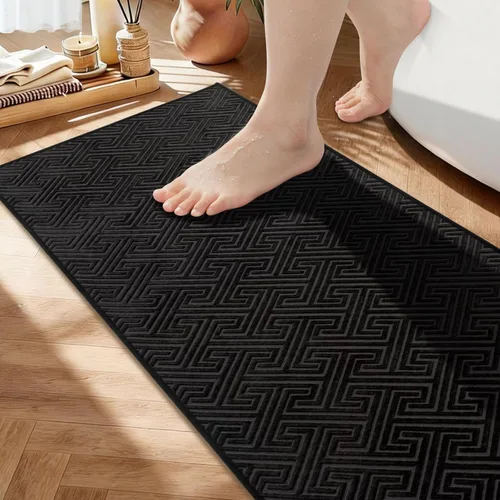 Miniatura 19 de YIHOUSE Beige Bathroom Rugs 17"x24", Quick Dry Non Slip Bath Rug, Absorbent Machine Washable Thin Bath Mat for Restroom Floor Tub Laundry Room Home