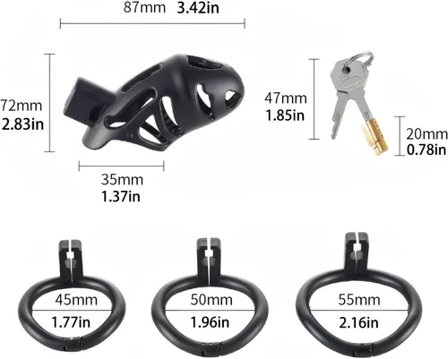 Miniatura 2 de Sex Toys - Jaula para el pene con 3 anillos de diferentes tamaños, jaulas de castidad masculina, ligera y transpirable, utilizada para restringir