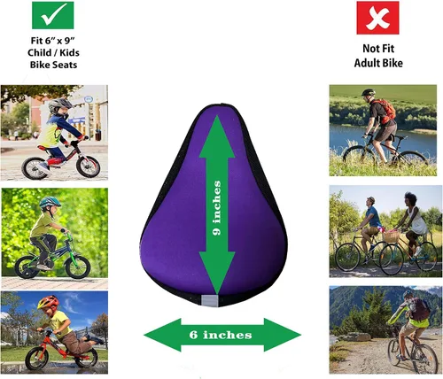 Miniatura 2 de Funda de cojín de gel para asiento de bicicleta para niños, 8 x 5 pulgadas, funda de asiento de bicicleta para niños, almohadilla de sillín