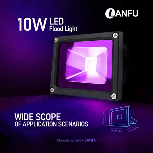 Miniatura 3 de Paquete de 2 luces LED negras de 10 W para neón fluorescente que brilla en la oscuridad, luz LED de alta potencia IP65 con enchufe para fiesta