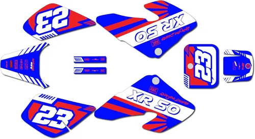 Kit de gráficos para Honda XR50 (2000-2003) Serie FH Azul Rojo 9 Mil - Kit de calcomanías de gráficos personalizados de carreras para motos de