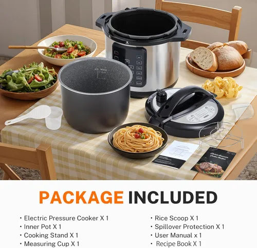 Miniatura 7 de Simple Deluxe 8QT - Olla a Presión Eléctrica Múltiple 16 en 1, Multi-Cocina Antiadherente de Acero Inoxidable para Hacer Yogur, Cocción Lenta