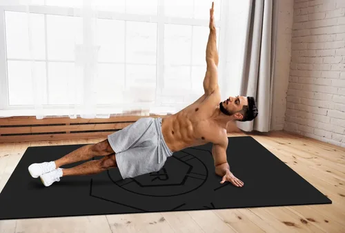 Miniatura 7 de Nuveti Alfombrilla de entrenamiento extra ancha, 1/2 pulgada de grosor, antideslizante y no tóxica, perfecta para yoga descalzo, pilates y meditación