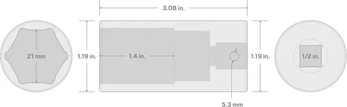 Miniatura 6 de TEKTON SID23121 Dado de impacto profundo de 6 puntos de 53/64 pulgada (21 mm) impulsor de 1/2 pulgada