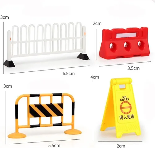 Miniatura 3 de gofidin 62PCS Mini Conos De Tráfico Calle Escena Modelo Carretera Carretera Bloque Cercas Estacionamiento Barra Transversal Enseñanza Temprana Niños