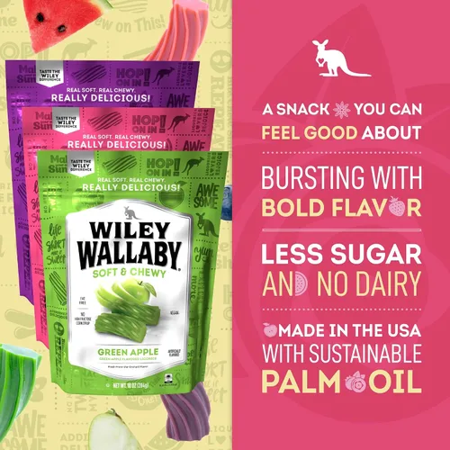 Miniatura 4 de Paquete de variedad de regaliz Wiley Wallaby 10 onzas - Sabores clásicos de arándano, manzana y sandía. Regaliz gourmet estilo australiano suave