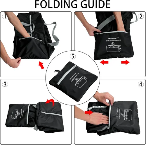 Miniatura 6 de Bolsa de lona plegable de 30 pulgadas 75 L ligera con resistente al agua para viajes Negro 75L