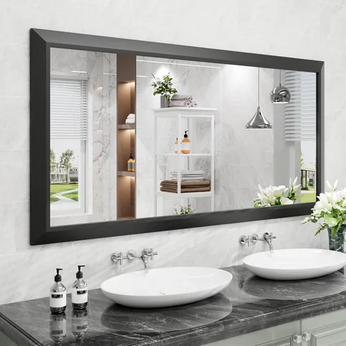 Miniatura 50 de Amorho Espejo de Baño Negro, Espejos de Pared de 24x30 Pulgadas con Marco de Metal Grueso para Sobre el Fregadero, Dormitorio, Sala de Estar
