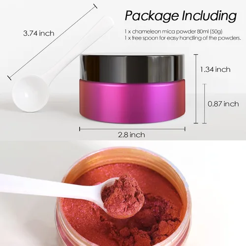 Miniatura 4 de Ceya Polvo de Mica Camaleón, 50g/1.8oz Polvo de Uñas Cromado para Fiestas Lujosas, Pigmento de Efecto Perlas que Cambia de Color de Grado Cosmético