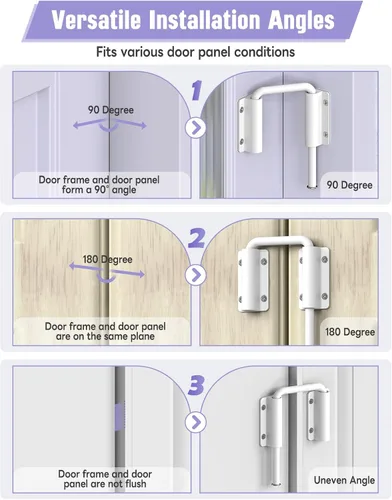 Miniatura 5 de Cerradura de puerta corredera de múltiples ángulos, cerradura de pestillo de aluminio en U para patio de 90/180 grados para puerta de granero