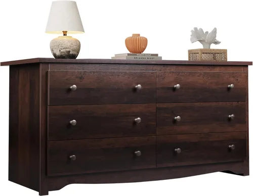 Miniatura 14 de WLIVE Cómoda de madera con 5 cajones, cómoda negra de 45 pulgadas de alto para dormitorio, cómoda, armario de almacenamiento y cajones organizadores