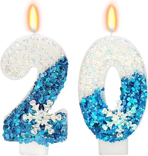 Miniatura 6 de Velas temáticas de cumpleaños de nieve congelada, vela de cumpleaños número 4 para suministros de fiesta, decoración de fiesta de cumpleaños Azul