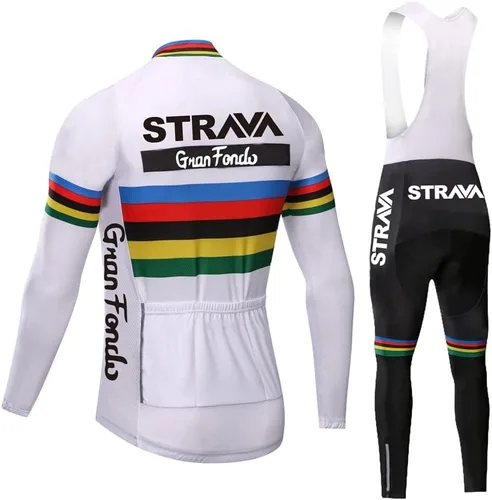 Miniatura 30 de Conjunto de ropa de ciclismo para hombre, manga larga, jersey de ciclismo con cremallera, bolsillo, traje de bicicleta, pantalones con babero de gel