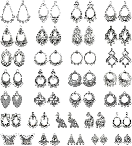 JIALEEY Juego de aretes de plata tibetana envejecida, aretes de araña, kit de fabricación de joyas para aretes y colgantes de dijes, paquete surtido