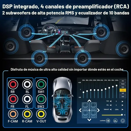 Miniatura 3 de PLZ Radio de estéreo de coche de 7" inalámbrico de doble DIN Apple Carplay para receptores de audio de coche, Bluetooth, pantalla táctil Car Play