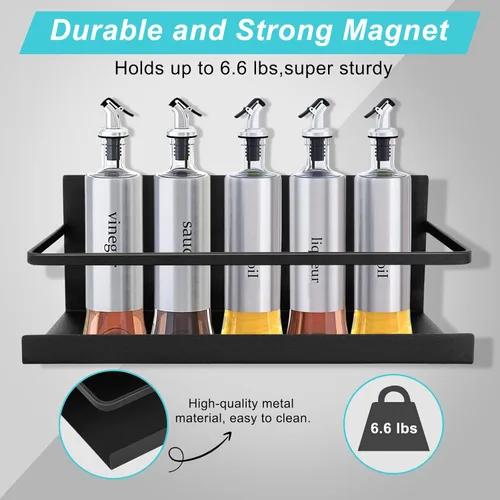 Miniatura 4 de Paquete de 2 especieros magnéticos de alta calidad para refrigerador, estante magnético fuerte para especias para sostener tarros, estante magnético