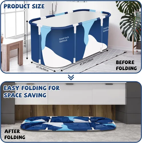 Miniatura 2 de Tina portátil plegable, bañera plegable para adultos, bañeras independientes, bañera de baño caliente, baño de hielo, tina de spa para baño familiar
