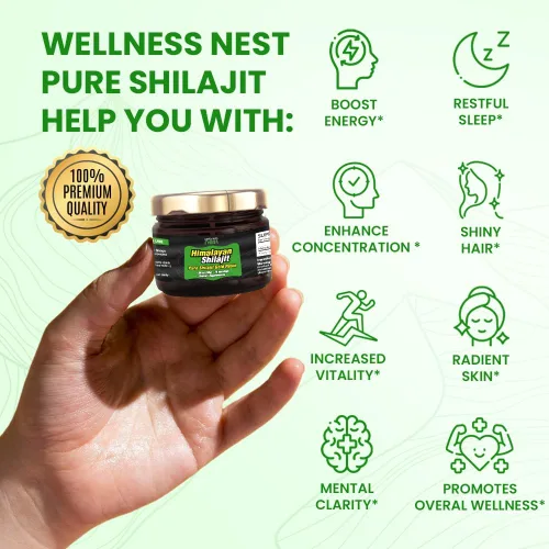 Miniatura 2 de Wellness Nest Resina de Shilajit Puro del Himalaya de Grado Oro: Potencia Máxima para Hombres y Mujeres - Oro 24k, Ácido Fúlvico +75%, Informe