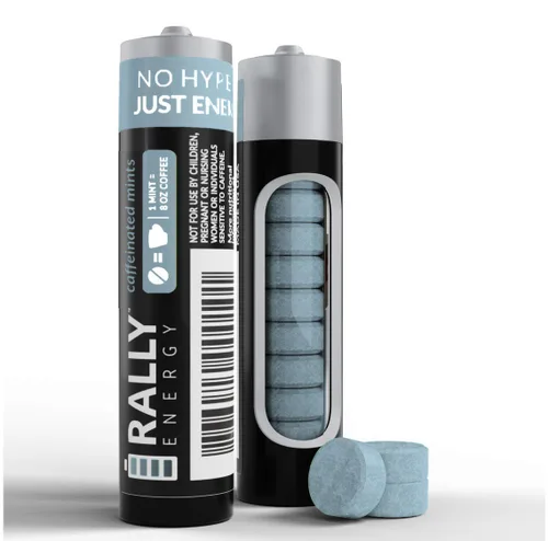 Miniatura 2 de Mentas con cafeína de Rally, 60 miligramos de cafeína, energía instantánea, mentas con cafeína de aliento fresco, 0 azúcar, canela y sabor natural