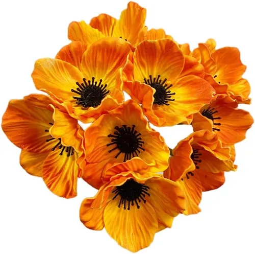 Miniatura 3 de Rikyo 10 ramos de flores artificiales de 11 pulgadas, flores de amapola, anémona que no se decoloran, flores silvestres falsas para mesa de cocina