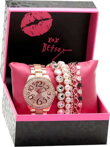 Miniatura 6 de Betsey Johnson BJWS001 - Reloj de pulsera con correa de eslabones y pulseras apiladas
