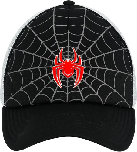 Marvel - Gorra de béisbol de Spider-Man, gorra ajustable con logotipo de Miles Morales con ala curva, color negro, talla única, Negro -